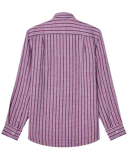 Robert Talbott Purple Morgan Multi Check Linen Shirt for men