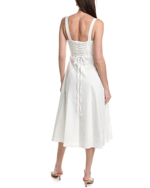 Moonsea White Lace-up Midi Dress
