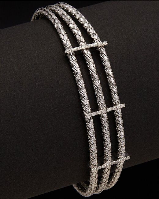 Meshmerise Black 18k Over Silver 0.15 Ct. Tw. Diamond Bangle Bracelet