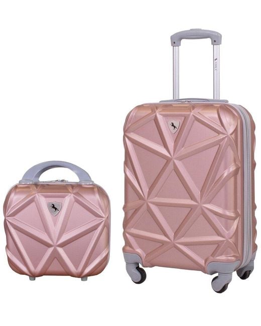 AMKA Pink Gem 2pc Carry-on & Vanity Case Set