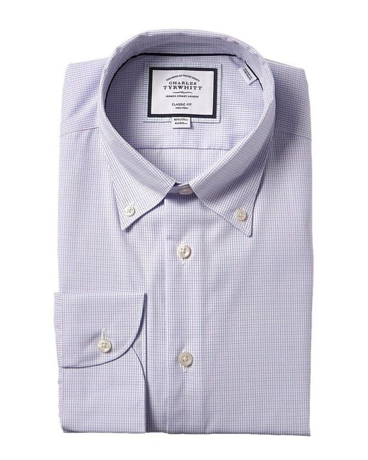 Charles Tyrwhitt Blue Non-iron Button-down Check Classic Fit Shirt for men