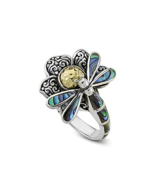 Samuel B. White 18k & Silver Dragonfly & Flower Ring