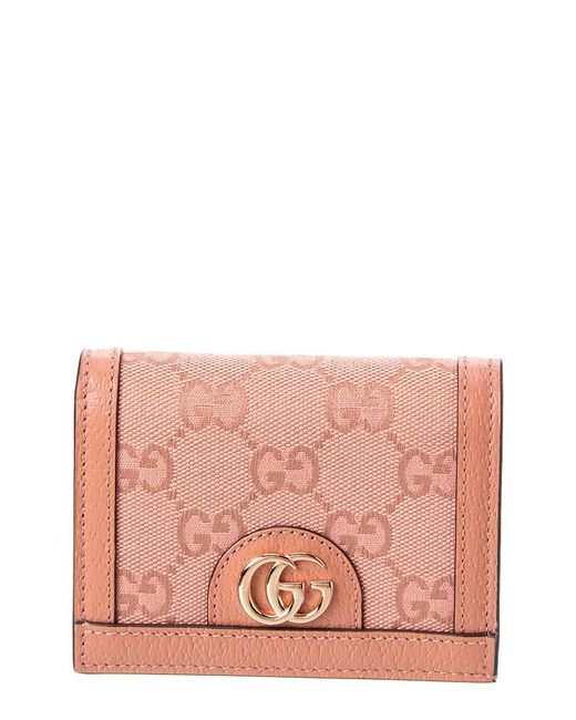 Gucci Pink Ophidia GG Canvas & Leather Card Case