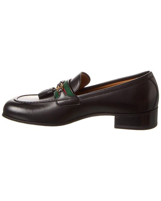 Gucci Black Web Interlocking G Leather Loafer