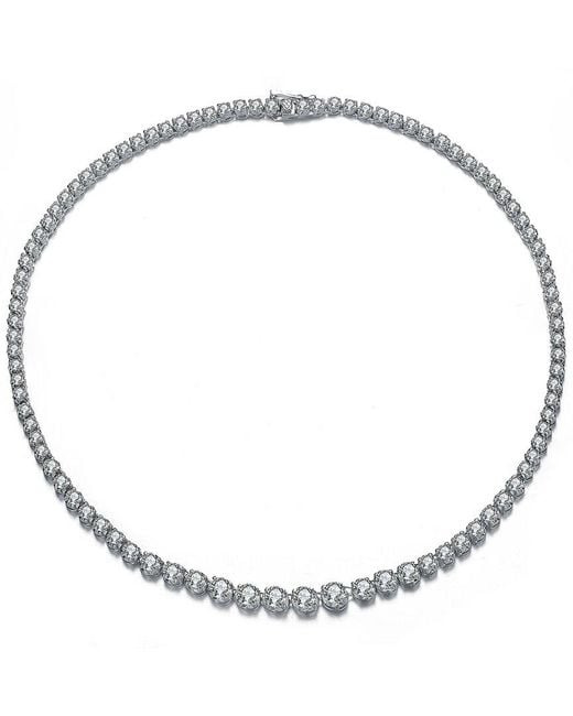 Genevive Jewelry Metallic Silver Cz Necklace