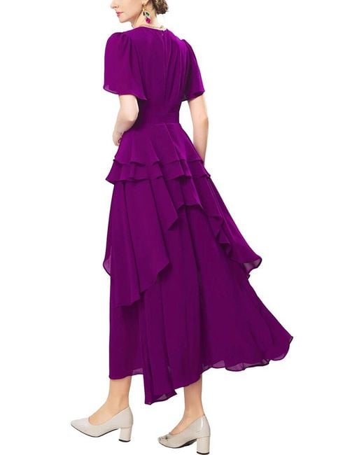 BURRYCO Purple Short Sleeve Midi Dress