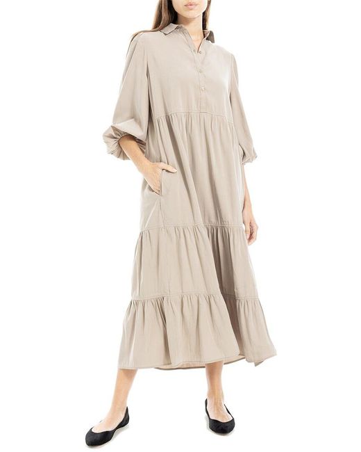 Max Studio Natural Tiered Midi Dress