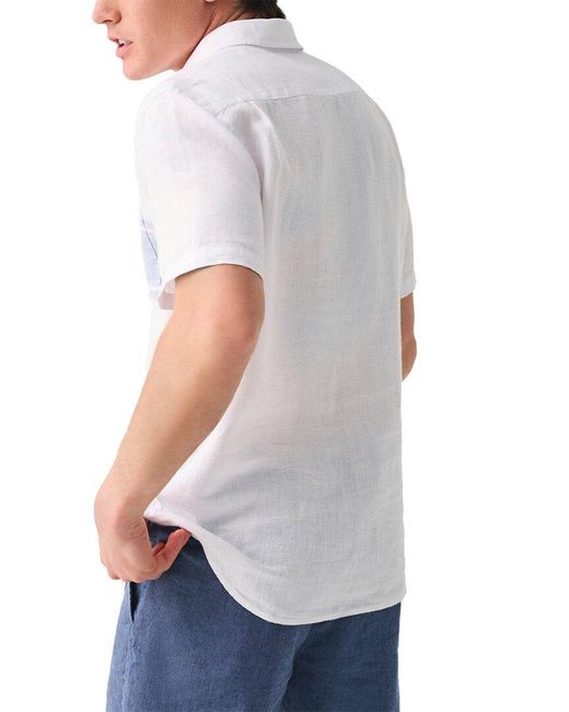 Faherty Brand White Surf Stripe Linen Laguna Shirt for men