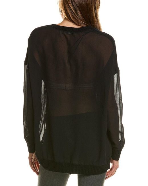 Shelly Sheer Panel Knit Cardigan Shelly Sheer Panel Knit Cardigan
