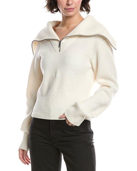 7 For All Mankind Natural 1/2-Zip Wool Sweater