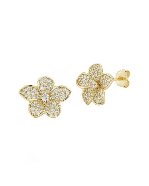Glaze Jewelry Metallic 14K Over Cz Flower Earrings