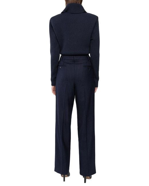 Ronny Kobo Blue Wool-Blend Camilla Knit Top