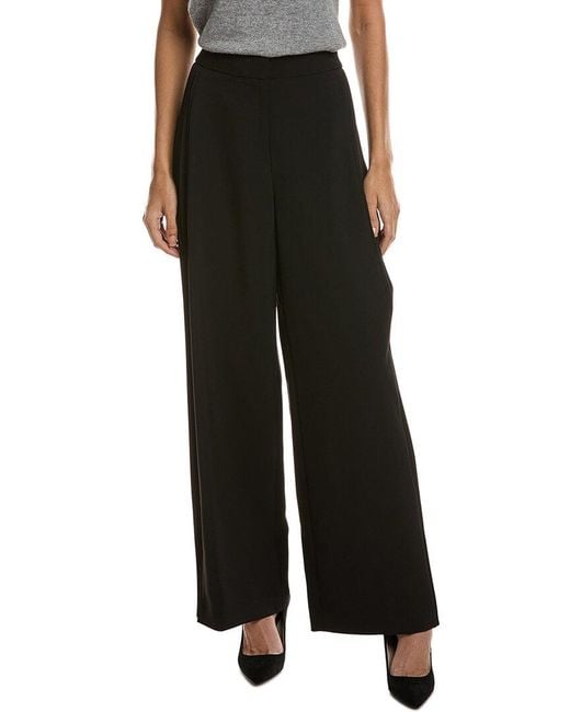 Kenneth Cole Black Luxe Twill Side Pleat Wide Leg Pant