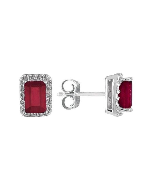 Gemstones Red 14k 1.43 Ct. Tw. Diamond & Ruby Earrings