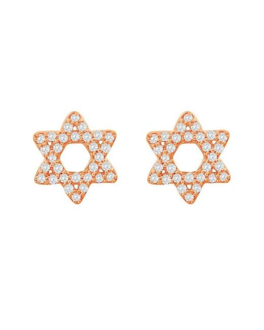 Suzy Levian White 14k Rose Gold 0.13 Ct. Tw. Diamond Star Of David Studs