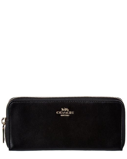 COACH Leather Slim Accordion Zip Wallet in Black Lyst