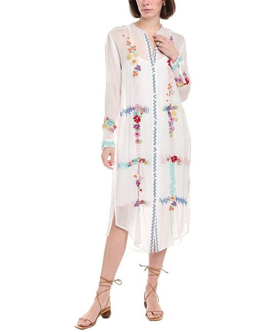 Johnny Was White Wild Poppy Dress