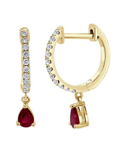 Sabrina Designs Metallic 14k 0.50 Ct. Tw. Diamond & Ruby Drop Earrings