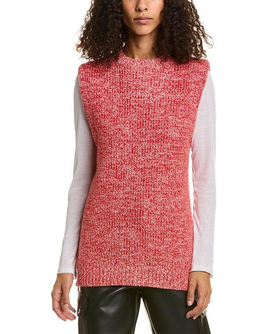Ganni Red Wool & Cashmere-blend Straight Fit Vest