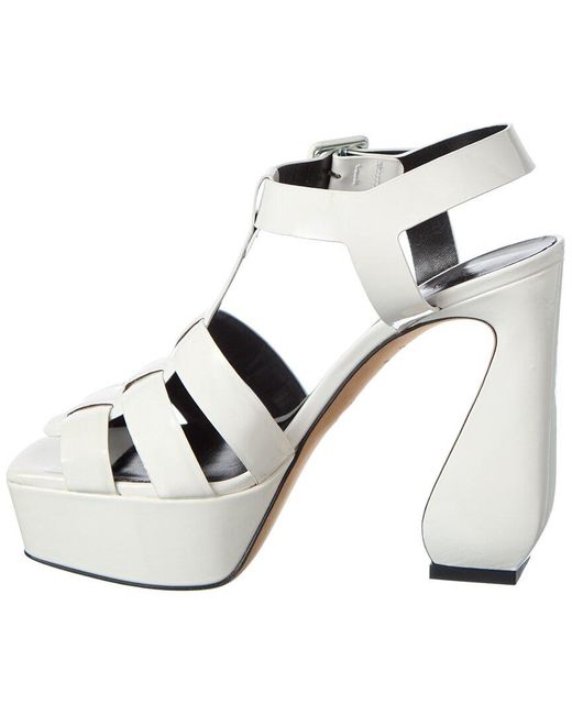 Sergio Rossi White 90 Patent Platform Sandal