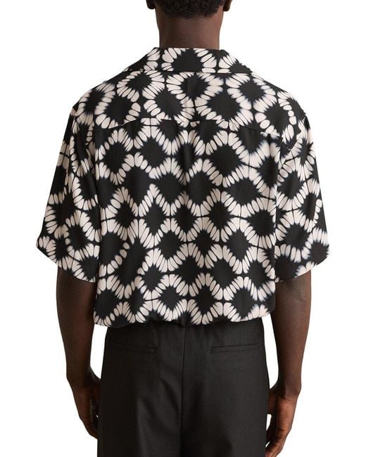 Reiss Black Makarb Abstract Floral Print Shirt for men