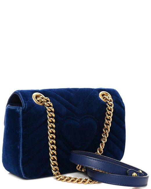 Gucci Blue Matelasse Leather Medium GG Marmont Shoulder Bag (authentic Pre- Loved)