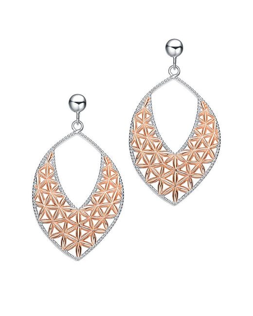 Genevive Jewelry White Two-tone Gold Over Silver Earrings