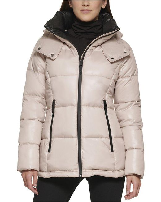 Kenneth Cole Cire Short Puffer Coat in Natural | Lyst UK