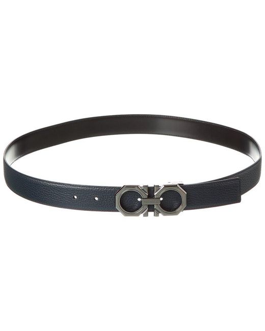 Ferragamo Black Gancini Reversible & Adjustable Leather Belt for men