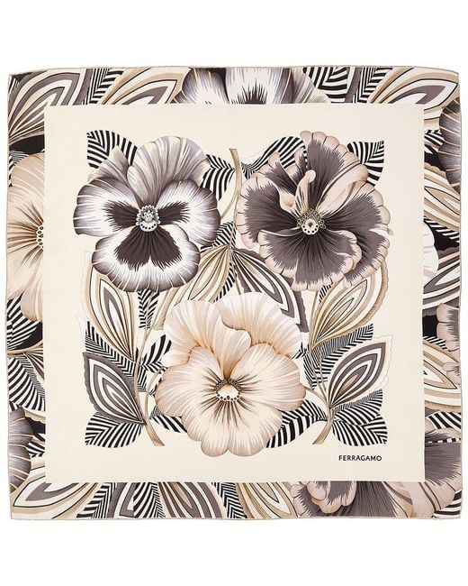 Ferragamo Natural Brezza Print Silk Scarf
