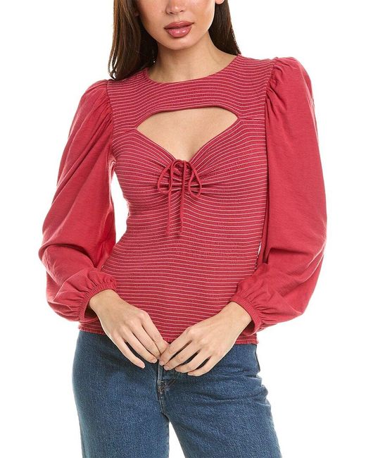 Nation Ltd Red Leilani Romantic Cut Out Top