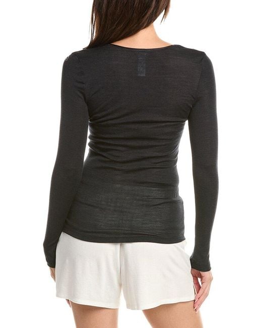 Hanro Black Embroidered Wool & Silk-Blend Top
