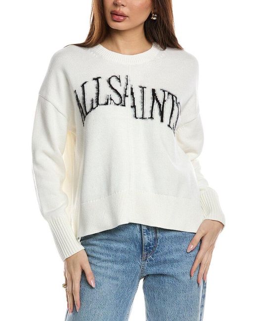 AllSaints White Split Saints Sweater