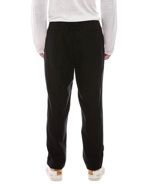 Brunello Cucinelli Black Linen Leisure Fit Pant for men