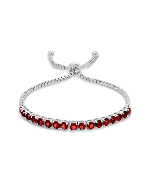 MaxColor White Silver 5.40 Ct. Tw. Garnet Adjustable Bolo Bracelet