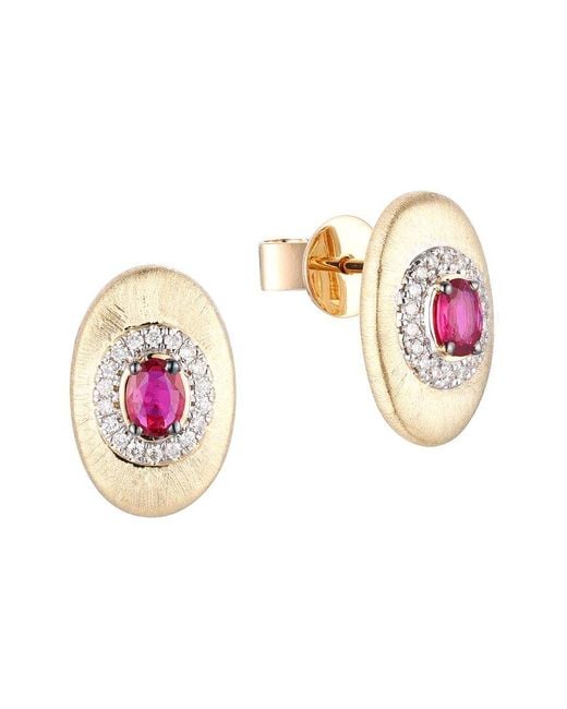 Gregg Ruth Pink 14K 0.49 Ct. Tw. Diamond & Ruby Earring