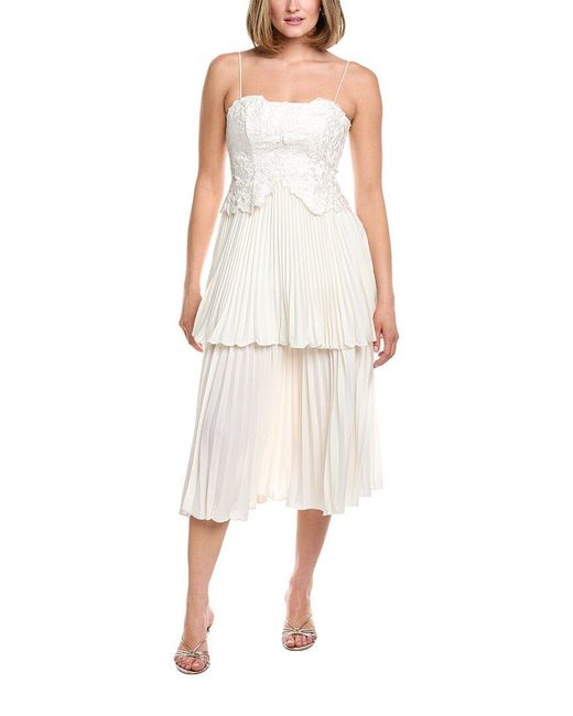 AMUR White Esmae Floral Midi Dress
