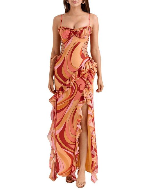 Dilireba Orange Maxi Dress