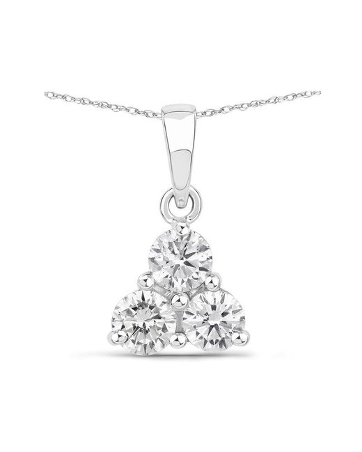 Diana M White Diana M 14k 0.75 Ct. Tw. Lab-grown Diamond Three-stone Pendant