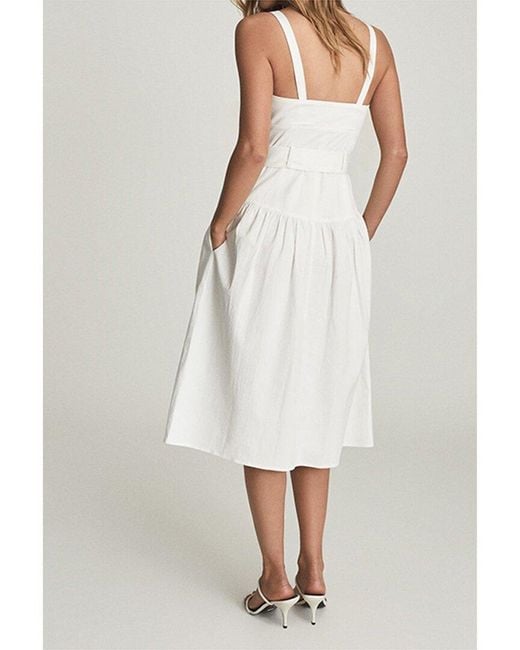 Reiss White Vita Midi Dress
