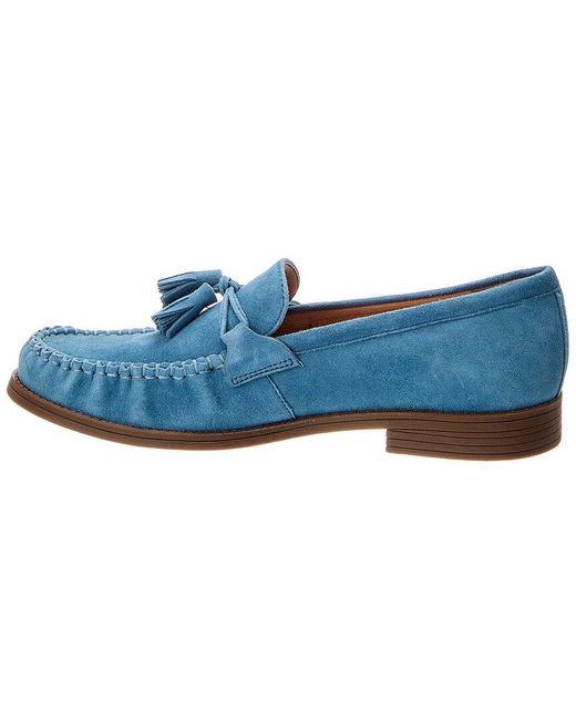 Cole Haan Blue Stassi Soft Tassel Suede Loafer