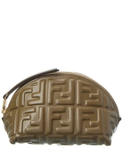 Fendi Brown Baguette Small Leather Toiletry Case