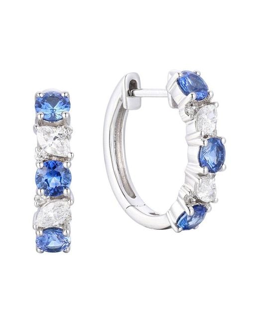 Gregg Ruth Blue 14K 1.63 Ct. Tw. Diamond & Sapphire Huggie Earring