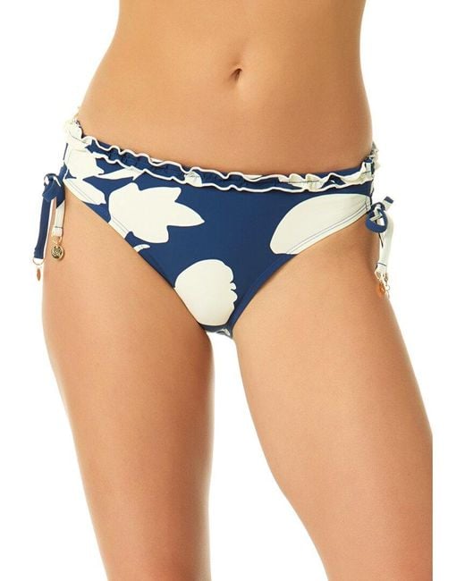 Cece Blue Contrast Ruffle Side Tie Hipster