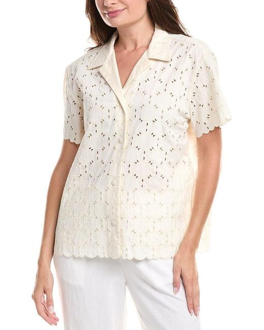 Moncler White Eyelet Shirt
