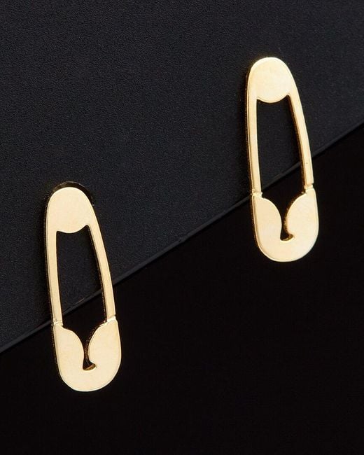 Italian Gold Black 14k Safety Pin Studs