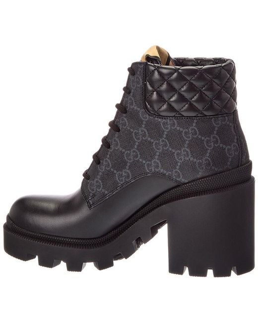 Gucci Black Gg Leather Boot