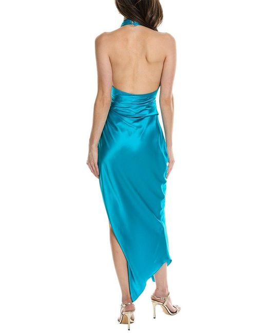 The Sei Blue Halter Silk Maxi Dress