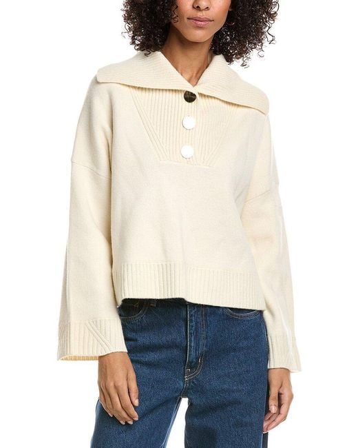 Ba&sh White Biva Wool-Blend Sweater