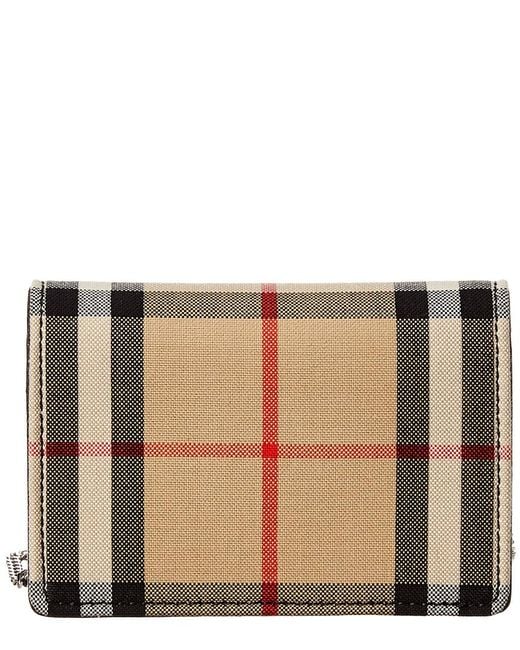 Burberry Jessie Vintage Check & Leather Card Case On Chain in